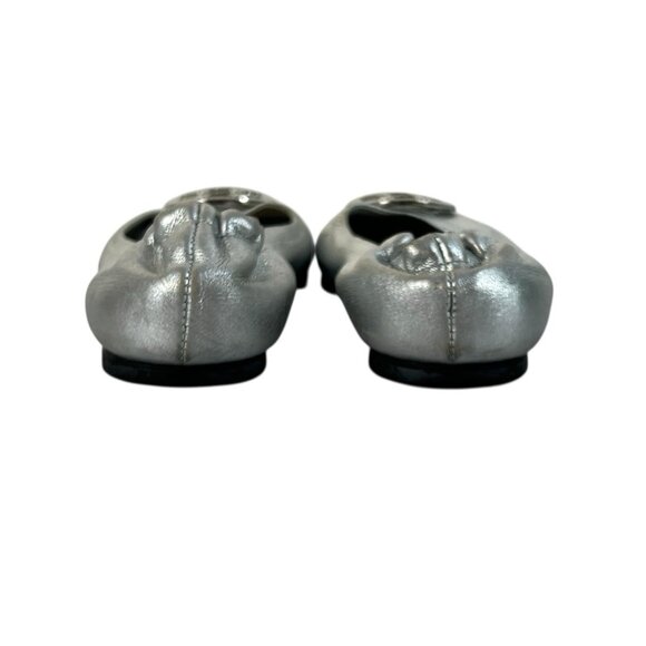 Tory‎ Burch Silver Leambs Leather Reva Ballet Flats sz 6.5 - Picture 6 of 8